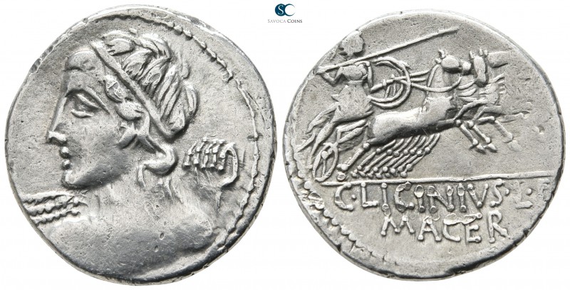 C. Licinius L. F. Macer 84 BC. Rome
Denarius AR

20 mm., 3,80 g.

Diademed ...