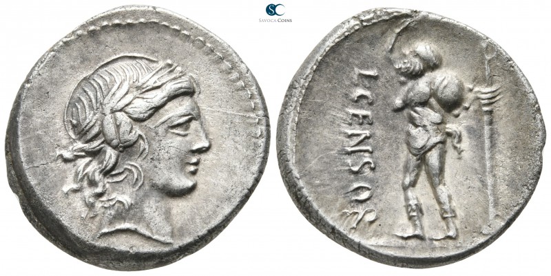 L. Censorinus 82 BC. Rome
Denarius AR

17 mm., 3,59 g.

Laureate head of Ap...