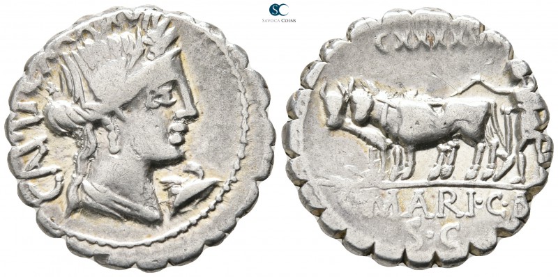 C. Marius C.f. Capito 81 BC. Rome
Serratus AR

18 mm., 3,85 g.

CAPIT CXXXX...