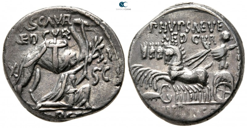 M. Aemilius Scaurus and P. Plautius Hypsaeus 58 BC. Rome
Denarius AR

17 mm.,...