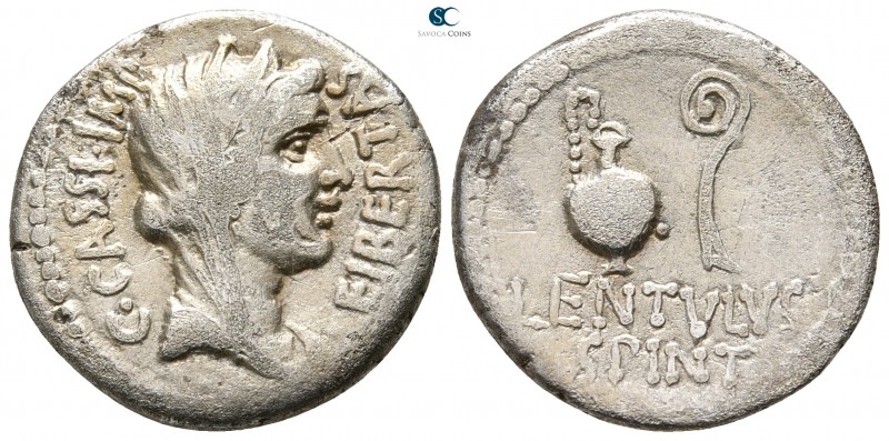 C. Cassius Longinus 42 BC. Mint moving with Brutus and Cassius
Denarius AR

1...