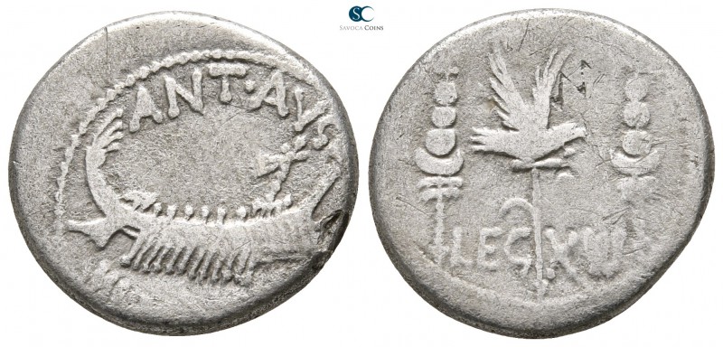 Marc Antony 32-31 BC. Rome
Denarius AR

17 mm., 3,32 g.

ANT AVG III VIR R ...