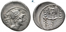 The Triumvirs. Octavian 30-29 BC. Struck autumn 42 BC. Military mint traveling with Octavian in Greece. Denarius AR