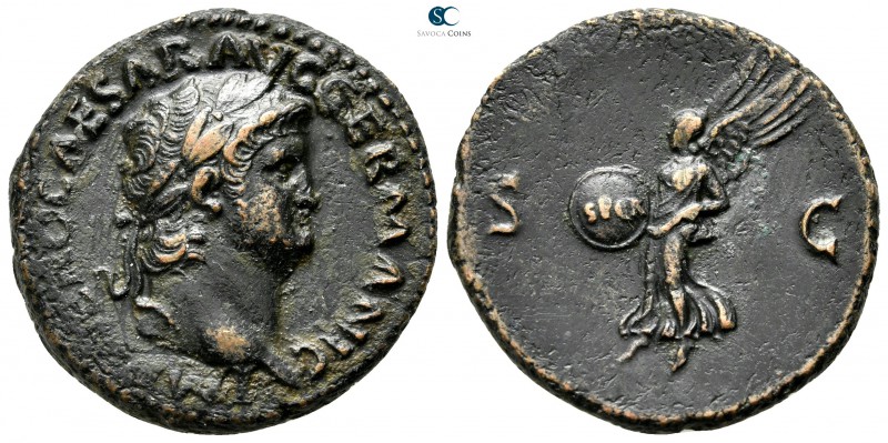 Nero AD 54-68. Struck AD 62-68. Rome
As Æ

27 mm., 10,24 g.

IMP NERO CAESA...