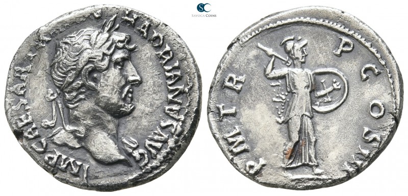 Hadrian AD 117-138. Struck AD 122. Rome
Denarius AR

19 mm., 3,03 g.

IMP C...