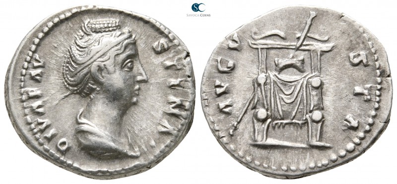 Diva Faustina I Died AD 140-141. Rome
Denarius AR

18 mm., 3,05 g.

DIVA FA...