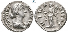Faustina II AD 147-175. Struck under Marcus Aurelius and Lucius Verus, AD 161-164. Rome. Denarius AR