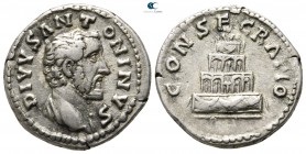 Divus Antoninus Pius Died AD 161. Rome. Denarius AR