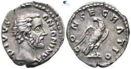 Divus Antoninus Pius Died AD 161. Struck under Marcus Aurelius. Rome. Denarius AR