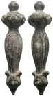 Weight 41,83 gr - Diameter 65 mm. Pair of French Cast Iron Staircase Newel Posts. 1860