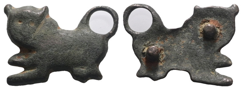 Weight 5,14 gr - Diameter 26 mm. Bronze fitting, late Byzantine-early Islamic, l...