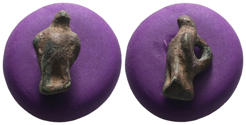 Weight 2,61 gr - Diameter 14 mm. ANCIENT ROMAN BRONZE EAGLE FIGURINE ( Pendant )...