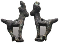 Weight 14,40 gr - Diameter 38 mm. Bronze Age Luristan Bronze Ibex Figurine.