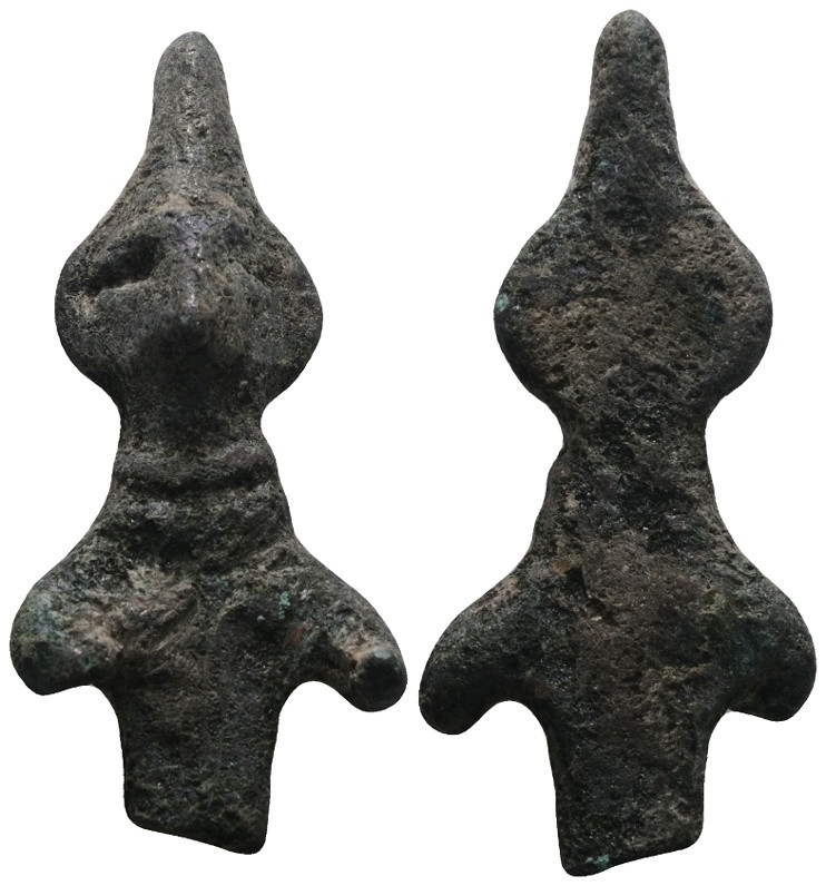 Weight 22,54 gr - Diameter 51 mm. Miniature Syro-Hittite bronze idol, 2nd millen...