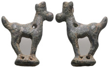 Weight 12,83 gr - Diameter 35 mm. Bronze Age Luristan Bronze Ibex Figurine.