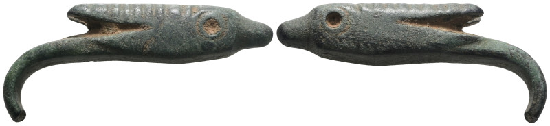 Weight 14,68 gr - Diameter 40 mm. ANCIENT ROMAN BRONZE ANIMAL HEAD FIGURINE (1st...