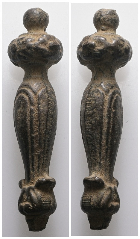Weight 41,59 gr - Diameter 62 mm. Pair of French Cast Iron Staircase Newel Posts...