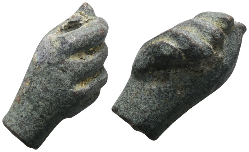 Weight 26,93 gr - Diameter 30 mm. Ancient Roman Bronze hand figurine. ( 1st-3rd ...