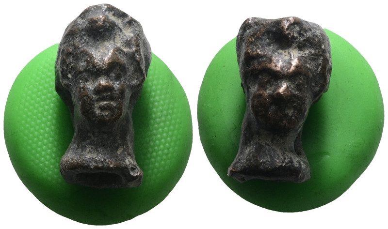 Weight 26,95 gr - Diameter 26 mm. Roman bronze female head. Different heads in b...