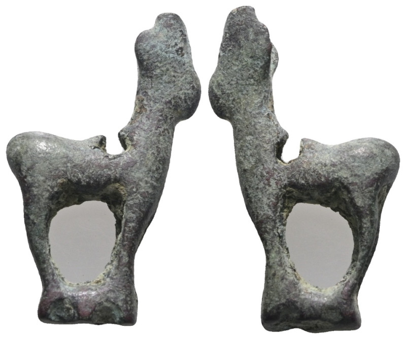 Weight 7,53 gr - Diameter 32 mm. Ancient Bronze Age, Luristan Bronze Ibex figuri...