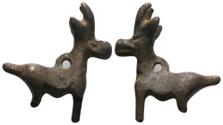 Weight 9,21 gr - Diameter 29 mm. Ancient Bronze Age, Luristan Bronze Ibex figurine