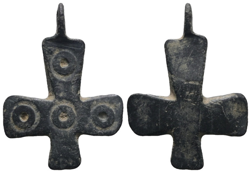 Weight 2,47 gr - Diameter 29 mm. BYZANTINE EMPIRE.Cross.(8th-10th century).Ae. S...