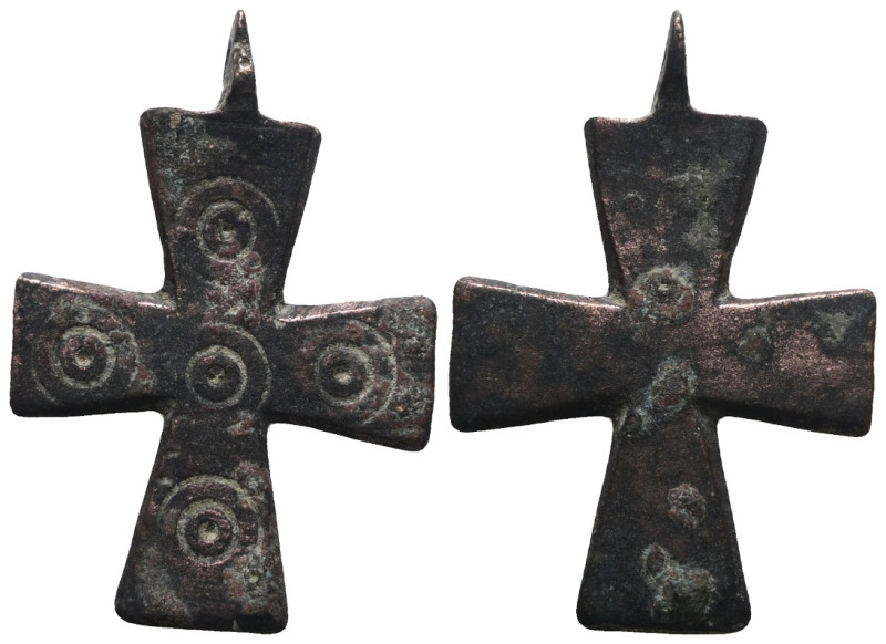 Weight 4,53 gr - Diameter 32 mm. BYZANTINE EMPIRE.Cross.(8th-10th century).Ae. S...