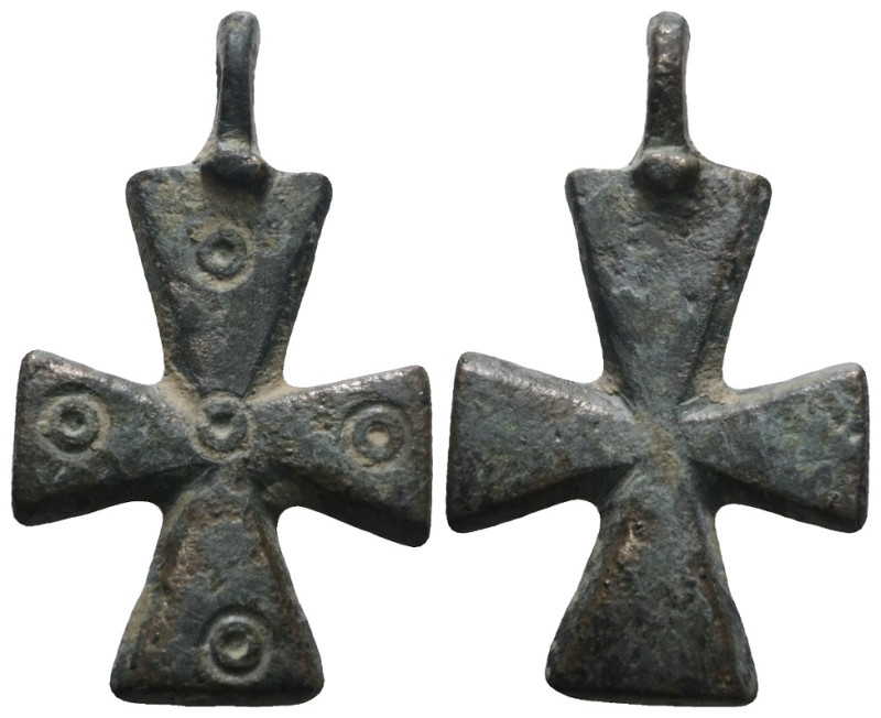 Weight 8,59 gr - Diameter 35 mm. BYZANTINE EMPIRE.Cross.(8th-10th century).Ae. S...