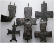 5 pieces, sold as seen. BYZANTINE EMPIRE.Cross.(8th-10th century).Ae. Sold as seen.