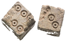 Weight 2,78 gr - Diameter 18 mm. Pair of Roman Bone Dice 1st -3rd C. AD.