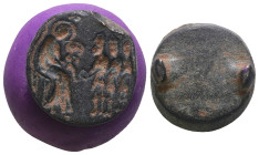 Weight 5,66 gr - Diameter 14 mm. Roman Bronze ring head. 1st- 4th Century CE.