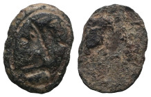 Weight 0,63 gr - Diameter 12 mm. Roman Bronze ring head. 1st- 4th Century CE.