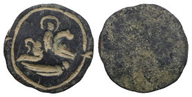 Weight 1,41 gr - Diameter 15 mm.Roman Bronze ring with head. 1st- 4th Century CE.