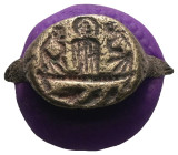 Weight 1,33 gr - Diameter 17 mm. BYZANTINE EMPIRE Bronze ring with head. 1st- 4th Century CE.