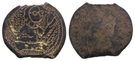 Weight 2,66 gr - Diameter 18 mm. BYZANTINE EMPIRE Bronze ring with head. 1st- 4th Century CE.