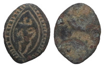 Weight 0,55 gr - Diameter 13 mm. Islamic Bronze ring head.