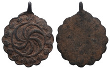 Weight 8,29 gr - Diameter 36 mm.Ancient Bronze Pendant.