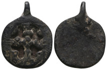 Weight 7,10 gr - Diameter 23 mm. Ancient Bronze Pendant.