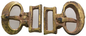 Weight 5,15 gr - Diameter 21 mm. Ancient Bronze Belt Buckle.