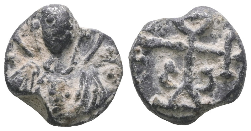 Weight 4,00 gr - Diameter 13 mm. BYZANTINE LEAD SEAL.(Circa 7th-11th Century).Pb...