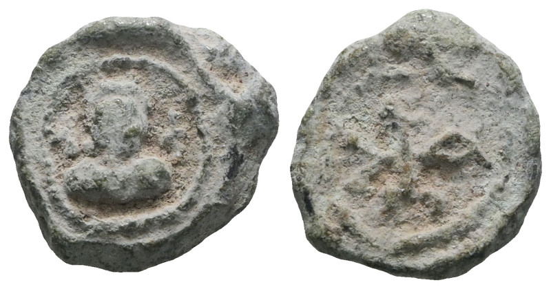 Weight 4,33 gr - Diameter 15 mm. BYZANTINE LEAD SEAL.(Circa 7th-11th Century).Pb...