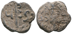 Weight 8,59 gr - Diameter 22 mm. BYZANTINE LEAD SEAL.(Circa 7th-11th Century).Pb.