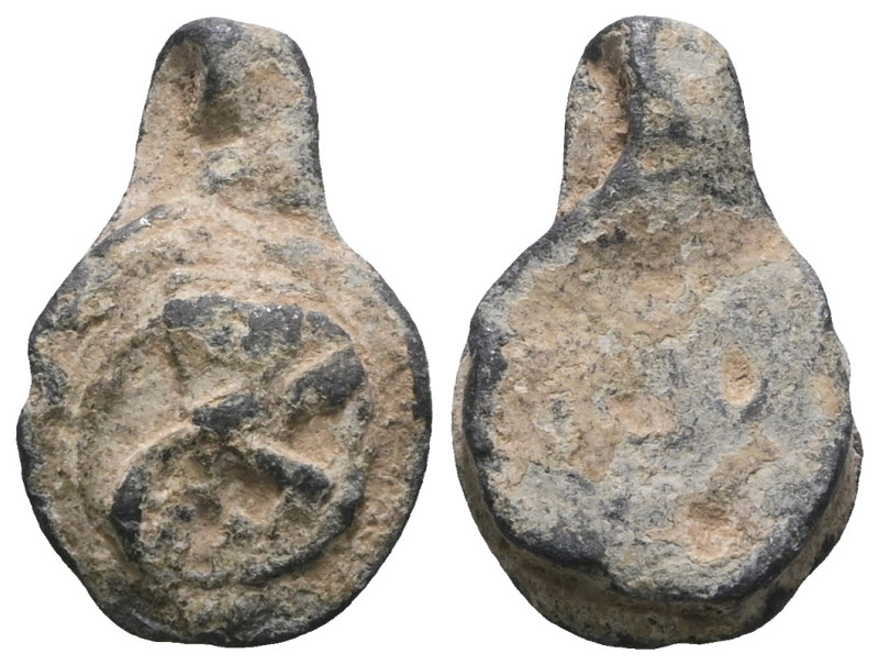 Weight 4,14 gr - Diameter 18 mm. BYZANTINE LEAD SEAL.(Circa 7th-11th Century).Pb...