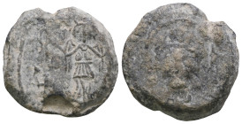 Weight 11,00 gr - Diameter 20 mm.BYZANTINE LEAD SEAL.(Circa 7th-11th Century).Pb.