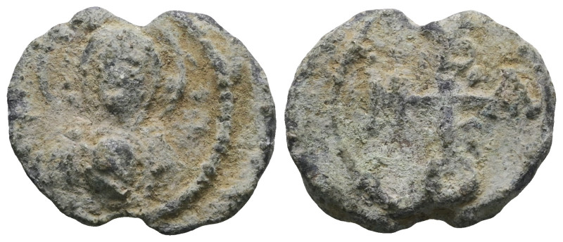 Weight 5,01 gr - Diameter 19 mm. BYZANTINE LEAD SEAL.(Circa 7th-11th Century).Pb...