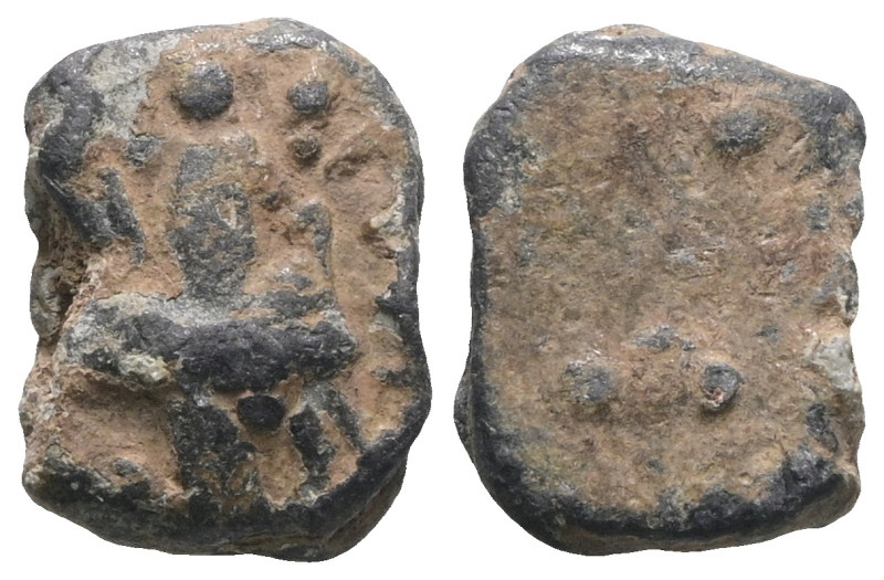 Weight 4,62 gr - Diameter 13 mm. BYZANTINE LEAD SEAL.(Circa 7th-11th Century).Pb...