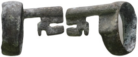 Weight 9,57 gr - Diameter 26 mm. ANCIENT ROMAN BRONZE KEY.(3rd–4th centuries).Ae.