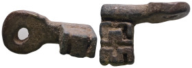 Weight 6,18 gr - Diameter 26 mm. ANCIENT ROMAN BRONZE KEY.(3rd–4th centuries).Ae.