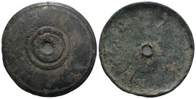 Weight 8,82 gr - Diameter 41 mm. Ottoman Period, Antique Balance Scale Weight, At Least 100-200 Years Old, Dirham & Dram, Stamped, Ottoman Units of Me...