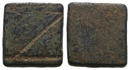 Weight 4,28 gr - Diameter 14 mm. BYZANTINE BRONZE WEIGHT.(Circa 6th-9th century).Ae.